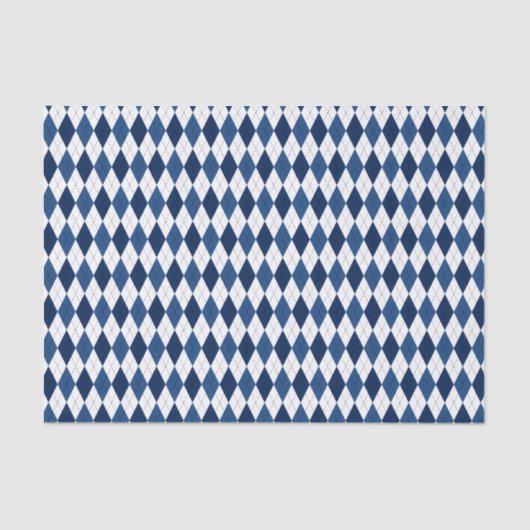 Blue and White Classic Preppy Argyle Tissuepapier (Voorkant)