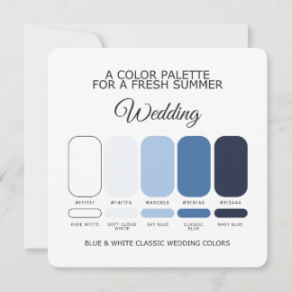 Blue and White Classic Wedding Color Palette Card Kaart