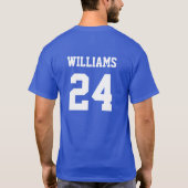 Blue and White Custom Basketball Team Spirit T-shirt (Achterkant)