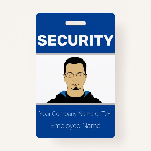 Blue and White Custom Photo Security Guard-ID Badge (Voorkant)