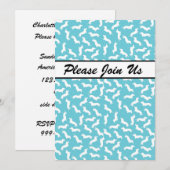 Blue and White Dachshund Party Invitation Kaart (Voorkant / Achterkant)