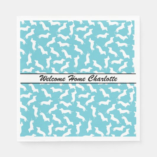 Blue and White Dachshund Party Napkins Servet (Voorkant)