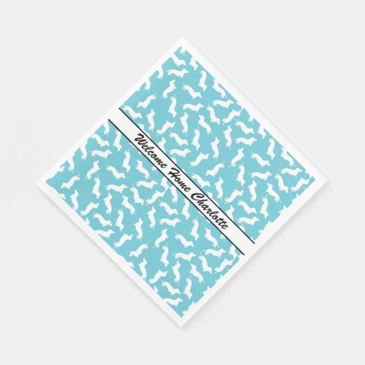 Blue and White Dachshund Party Napkins Servet (Hoek)