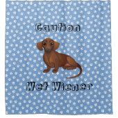 Blue and White Dachshund Shower Curtain Douchegordijn (Voorkant)