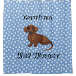 Blue and White Dachshund Shower Curtain Douchegordijn
