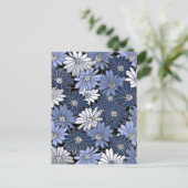 Blue and White Daisy Pattern Briefkaart (Staand voorkant)