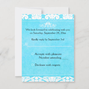 Blue and White Damask Reply Kaart
