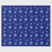 Blue and White Delicate Snowflake Christmas Cadeaupapier (Vlak)