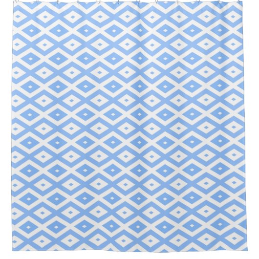 Blue and white diamond pattern douchegordijn (Voorkant)
