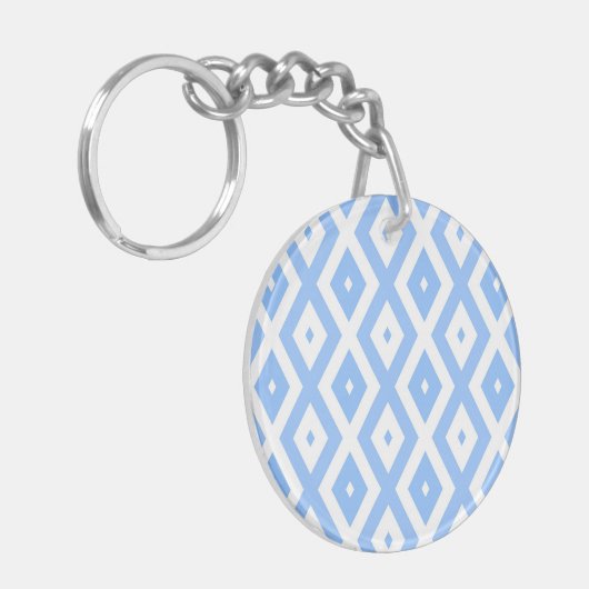 Blue and white diamond pattern sleutelhanger (Voorkant Links)