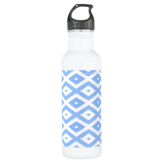 Blue and white diamond pattern waterfles  (Voorkant)