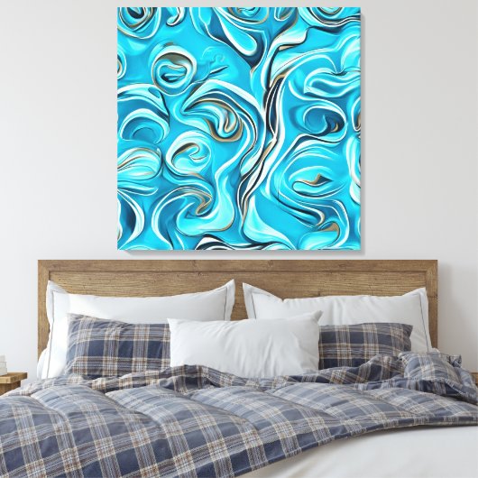 Blue and White Digital Abstract Canvas Afdruk (Insitu (Slaapkamer))