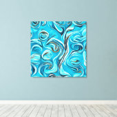 Blue and White Digital Abstract Canvas Afdruk (Insitu (Houten vloer))