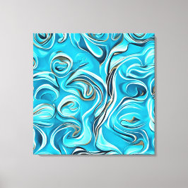 Blue and White Digital Abstract Canvas Afdruk