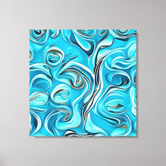 Blue and White Digital Abstract Canvas Afdruk (Voorkant)
