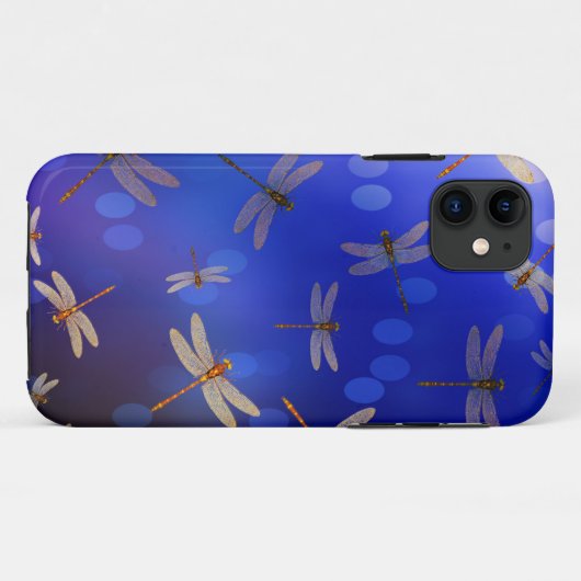 Blue and White Dragon Fly Pattern Case-Mate iPhone Case (Achterkant (horizontaal))