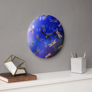 Blue and White Dragon Fly Pattern Grote Klok