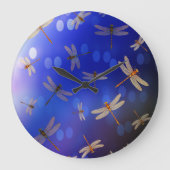 Blue and White Dragon Fly Pattern Grote Klok (Voorkant)