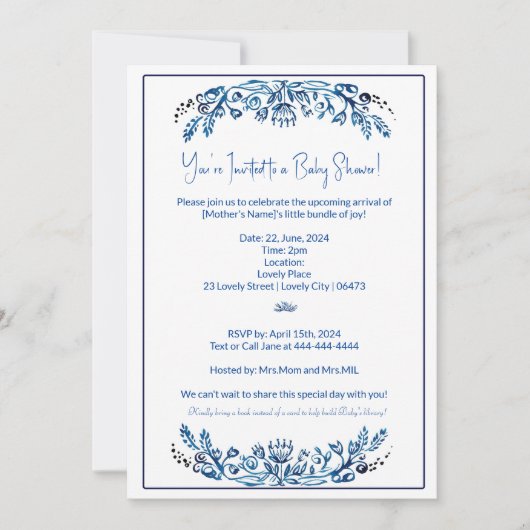Blue and White Event Invitation Kaart (Voorkant)