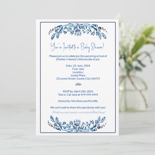 Blue and White Event Invitation Kaart (Staand voorkant)