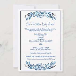 Blue and White Event Invitation Kaart
