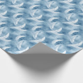 Blue and White Feather Pattern Bridal  Cadeaupapier (Hoek)