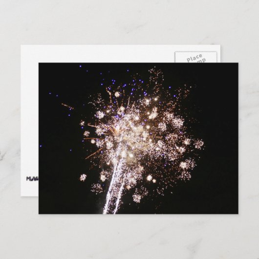 Blue and White Fireworks Briefkaart (Voorkant / Achterkant)