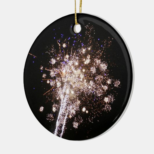 Blue and White Fireworks Keramisch Ornament (Links)