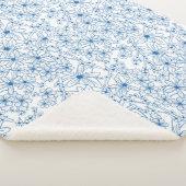 Blue and White Floral Aesthetic Sherpa Deken (3/4)