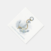 Blue and White Floral Anchor Nautical Baby Shower Servet (Hoek)