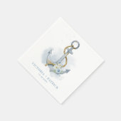 Blue and White Floral Anchor Nautical Wedding Servet (Hoek)