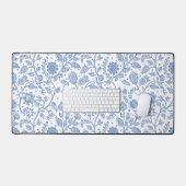 Blue and White Floral Botanical Pattern Whimsical Bureaumat (Keyboard & Muis)