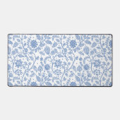 Blue and White Floral Botanical Pattern Whimsical Bureaumat (Voorkant)