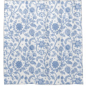 Blue and White Floral Botanical Pattern Whimsical Douchegordijn (Voorkant)