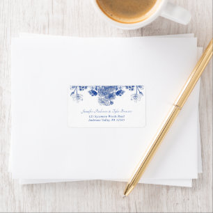 Blue and White Floral China Pattern Return Address Etiket