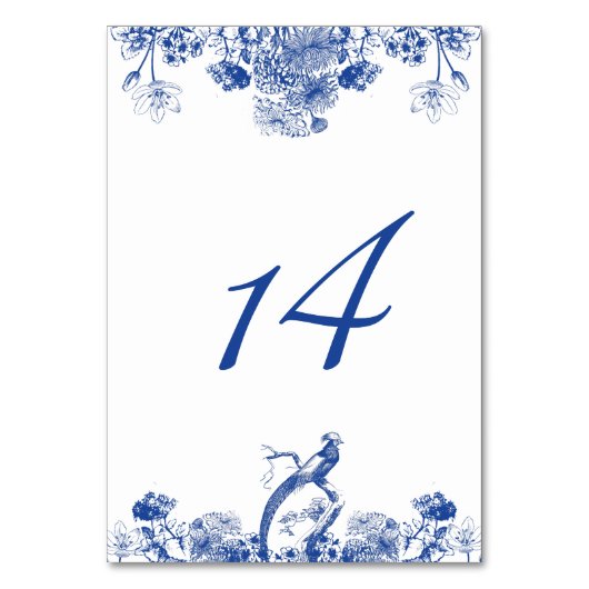 Blue and White Floral China Pattern Table Number Kaart (Achterkant)