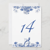 Blue and White Floral China Pattern Table Number Kaart (Voorkant)