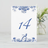 Blue and White Floral China Pattern Table Number Kaart (Staand voorkant)