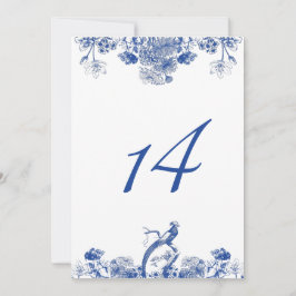 Blue and White Floral China Pattern Table Number Kaart