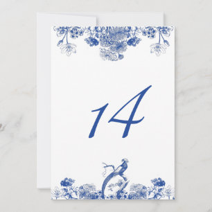 Blue and White Floral China Pattern Table Number Kaart