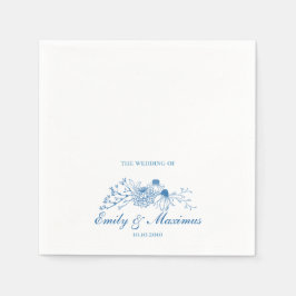 Blue and White Floral Classical Wedding napkin Servet