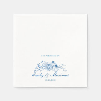 Blue and White Floral Classical Wedding napkin Servet