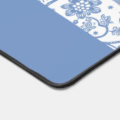 Blue and White Floral Custom Name Botanical Modern Bureaumat (Hoek)