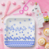 Blue and White floral design, Papieren Bordje (Feest)