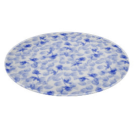 Blue And White Floral Paint Brush Strokes Snijplank