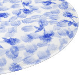 Blue And White Floral Paint Brush Strokes Snijplank (Hoek)