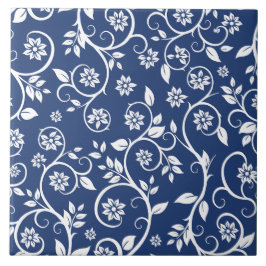 blue and white floral pattern  tegeltje