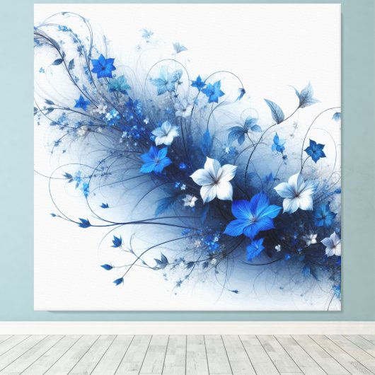  Blue and White Floral Vine  Canvas Afdruk (Insitu (Houten vloer))