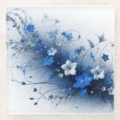  Blue and White Floral Vine Throw Pillow  Glazen Onderzetter (Voorkant)