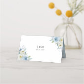 Blue and White Floral Wedding Folded Place Card Plaatskaartje (Achterkant)